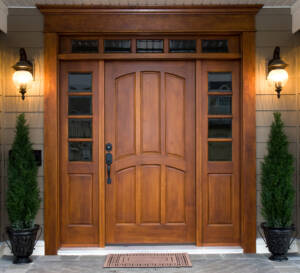 Beautiful traditional front door with wood texture