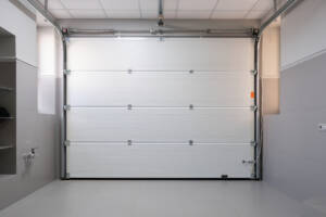 Inside view of heavy-duty commercial garage sectional door